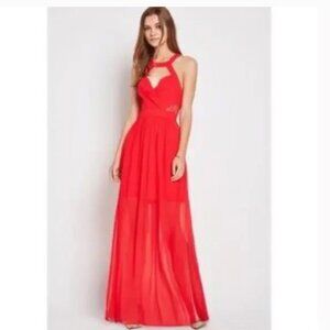 BCBGeneration red lacy formal maxi dress
